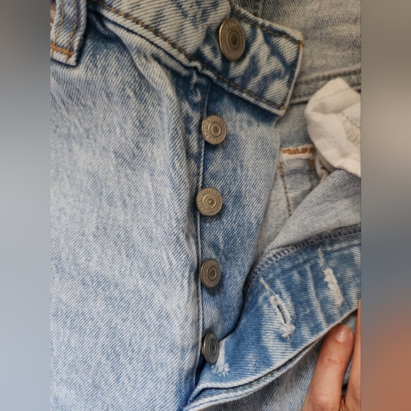 EUC Abercrombie & Fitch Blue Relaxed Jeans High Waisted Distressed Sz 27 - Picture 4 of 5